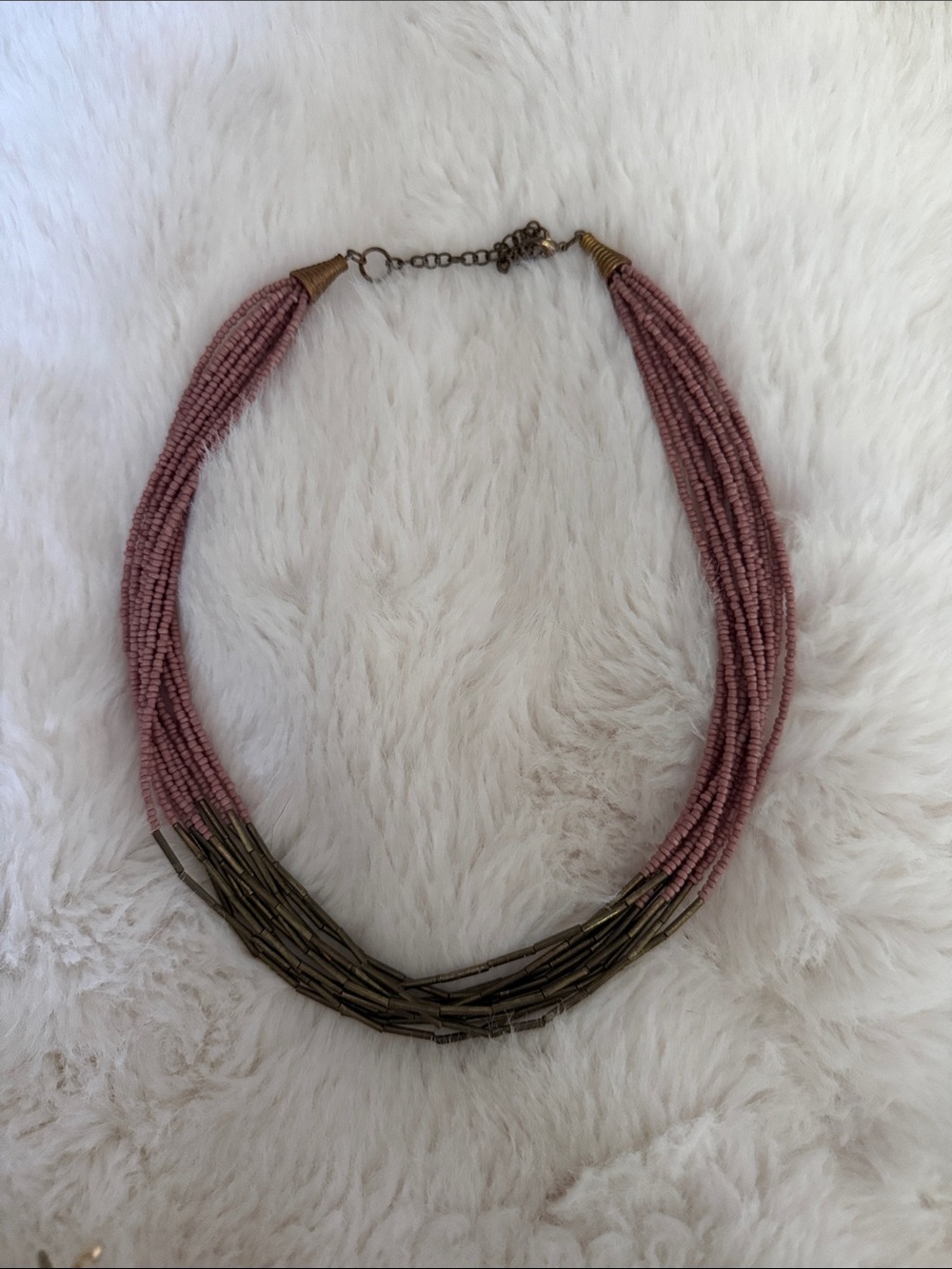 Multi-Strand Pink Beaded Statement Necklace